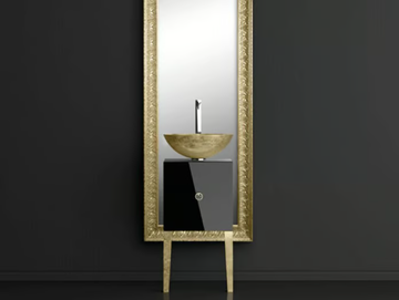 MONNALISA FLORENCE BLACK MOSAIC GOLD - Single wooden vanity unit with mirror by Glass Design - view 2